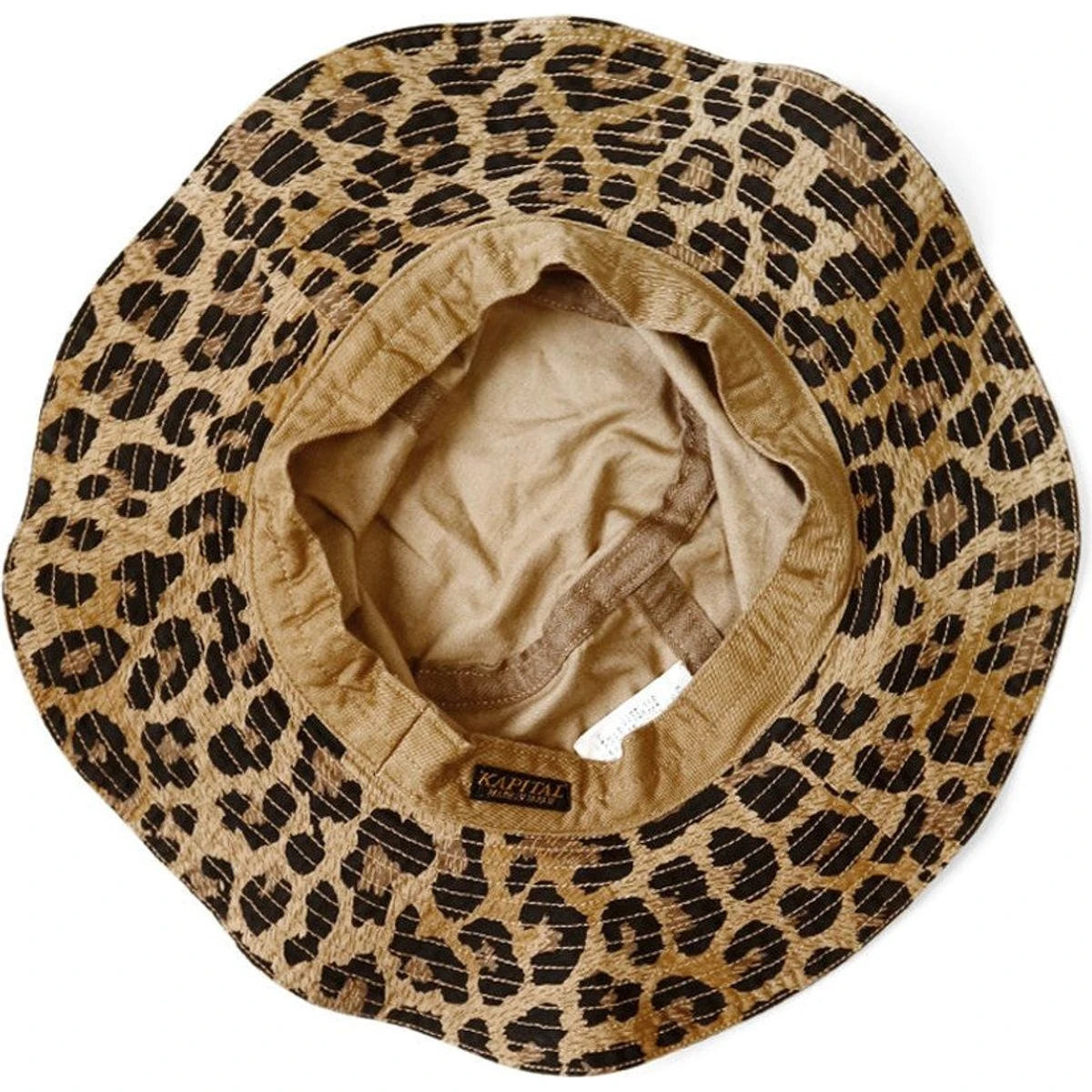 Kapital Cotton Herringbone Leopard Pattern Bucket Tulip Hat