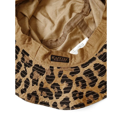 Kapital Cotton Herringbone Leopard Pattern Bucket Tulip Hat