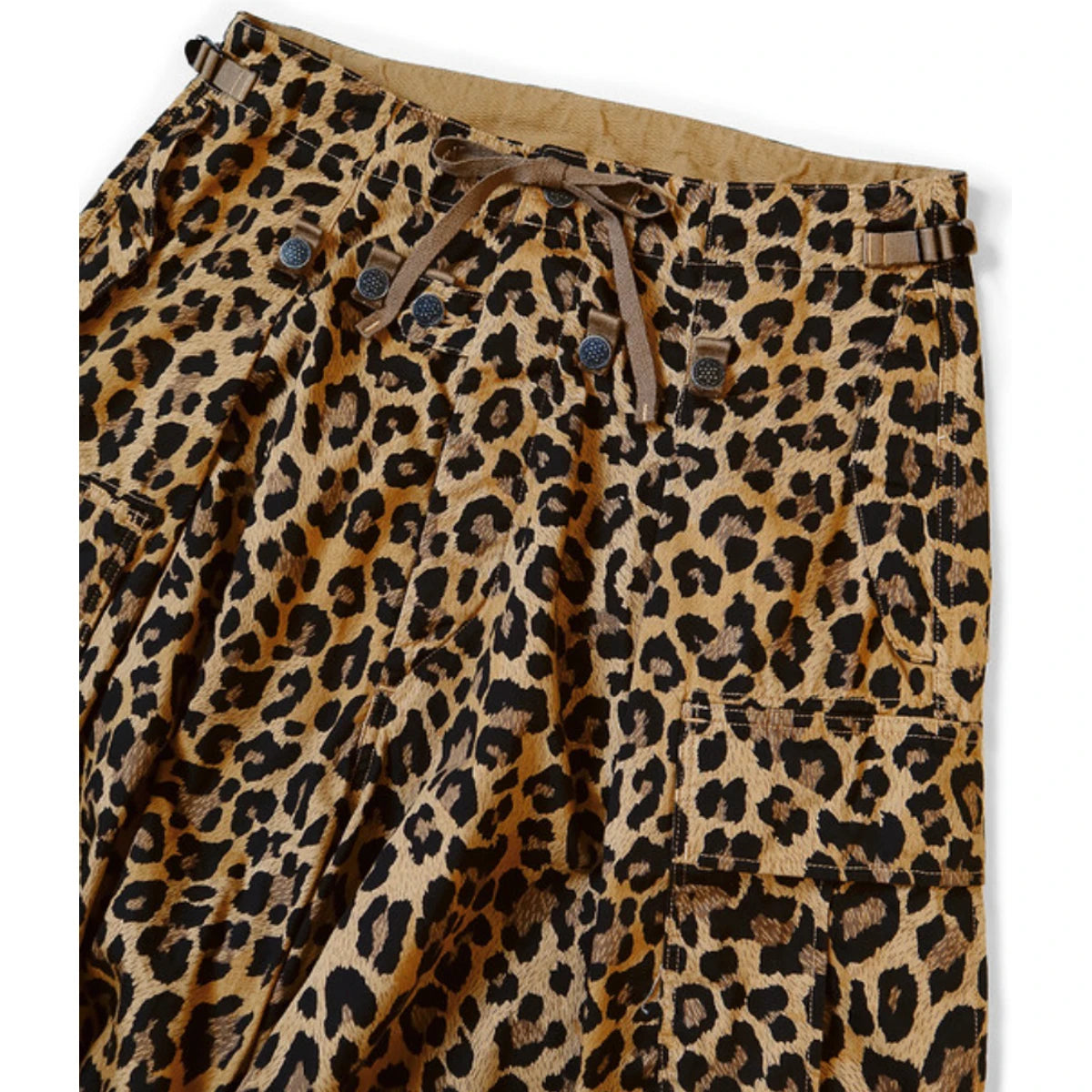 Kapital Cotton Herringbone Leopard Print Jumbo Cargo Pants