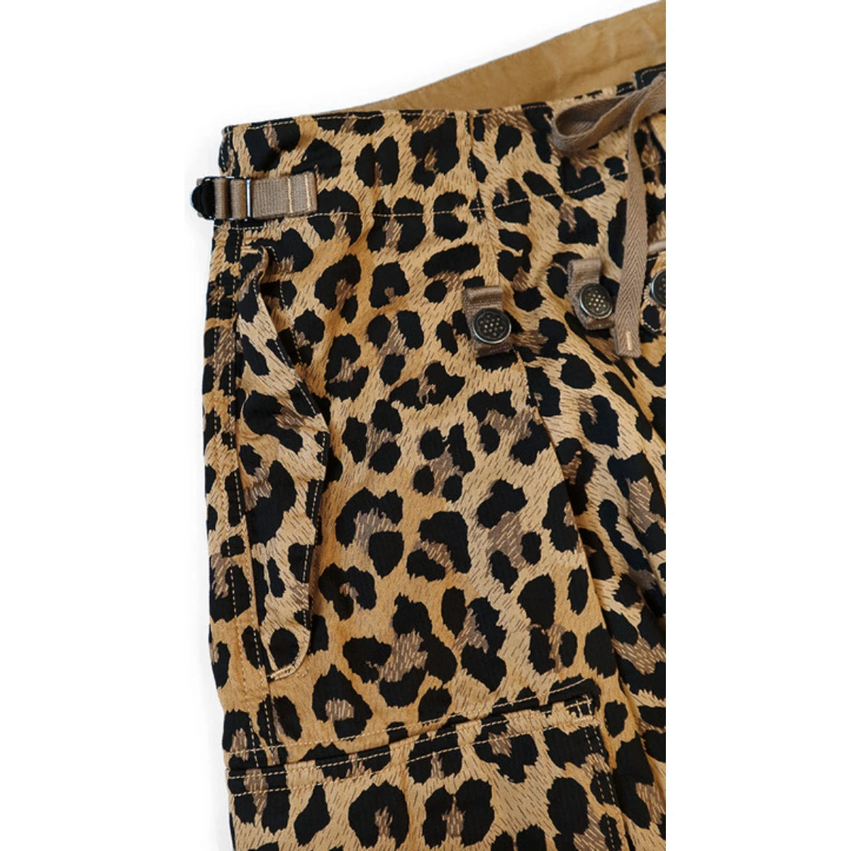 Kapital Cotton Herringbone Leopard Print Jumbo Cargo Pants