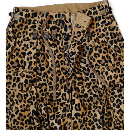 Kapital Cotton Herringbone Leopard Print Jumbo Cargo Pants