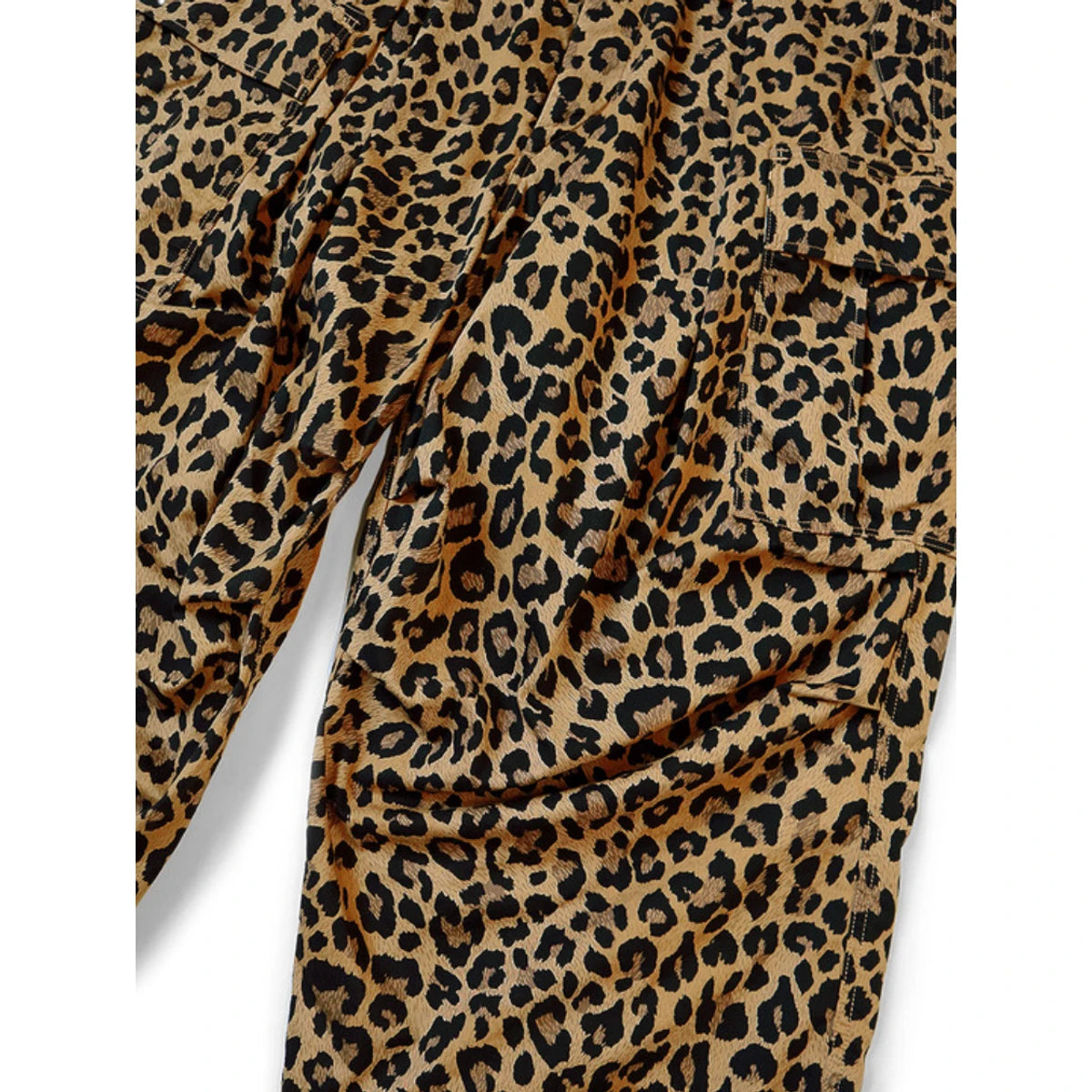 Kapital Cotton Herringbone Leopard Print Jumbo Cargo Pants