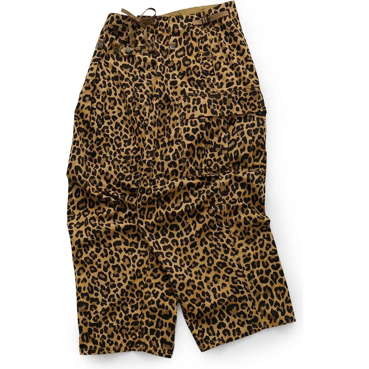 Kapital Cotton Herringbone Leopard Print Jumbo Cargo Pants