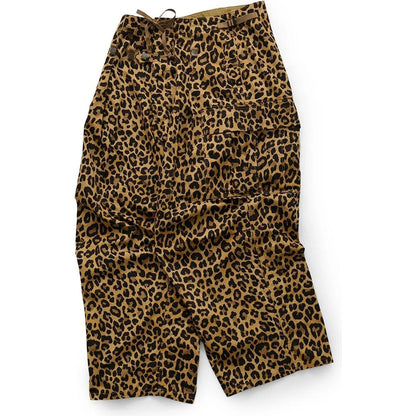 Kapital Cotton Herringbone Leopard Print Jumbo Cargo Pants