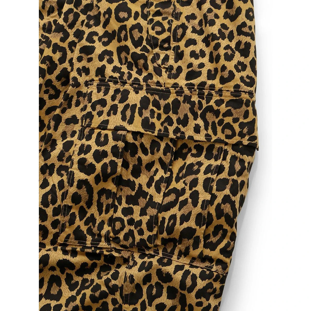 Kapital Cotton Herringbone Leopard Print Jumbo Cargo Pants