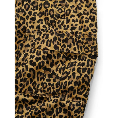 Kapital Cotton Herringbone Leopard Print Jumbo Cargo Pants
