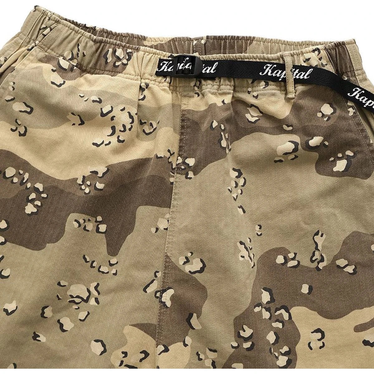 Kapital Cotton Herringbone Peckish Chocolate Chip Camo Easy Shorts