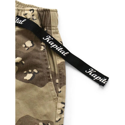 Kapital Cotton Herringbone Peckish Chocolate Chip Camo Easy Shorts