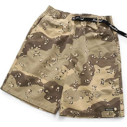Kapital Cotton Herringbone Peckish Chocolate Chip Camo Easy Shorts