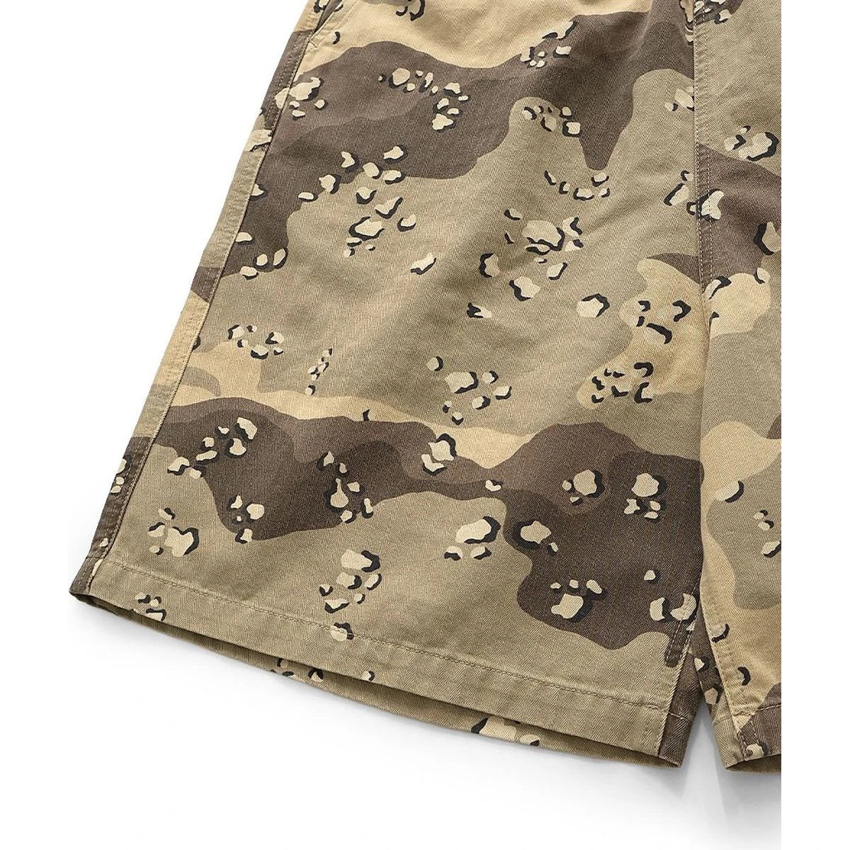 Kapital Cotton Herringbone Peckish Chocolate Chip Camo Easy Shorts