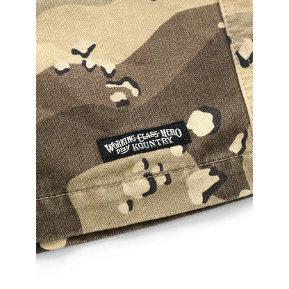 Kapital Cotton Herringbone Peckish Chocolate Chip Camo Easy Shorts