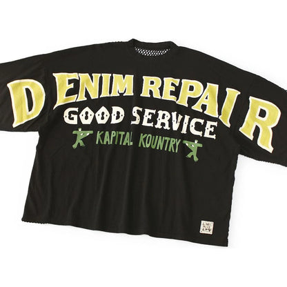 Kapital Cotton Katabira Huge Tee (Denim Repair Print)