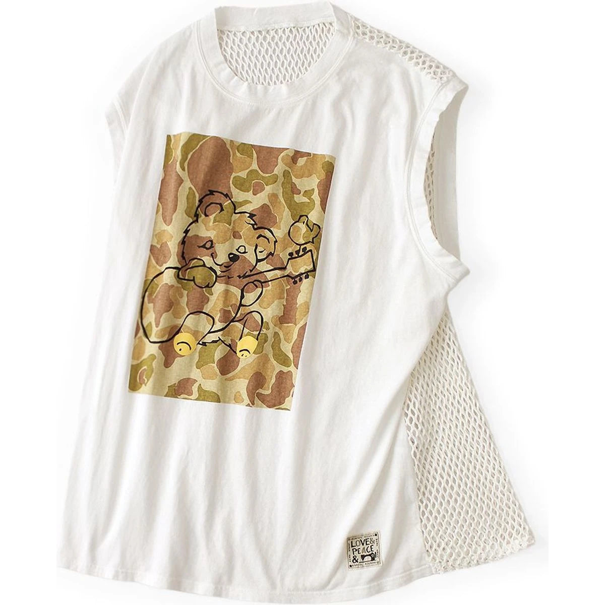 Kapital Cotton Katabira Sleeveless Big Tee (Camouflage Little Bear & Harmony Print)