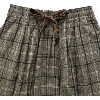 Kapital Cotton Linen Glen Check Sarouel Easy Pants