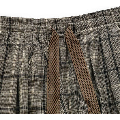 Kapital Cotton Linen Glen Check Sarouel Easy Pants