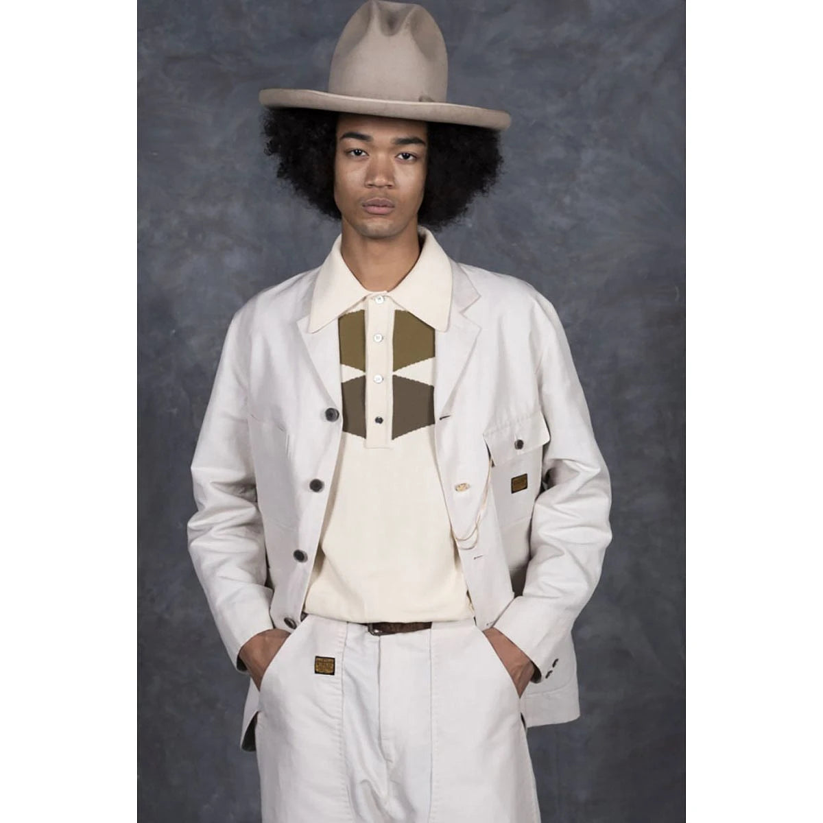 Kapital Cotton Linen Mouline Herringbone Lumber Suit Jacket(Beerpt)