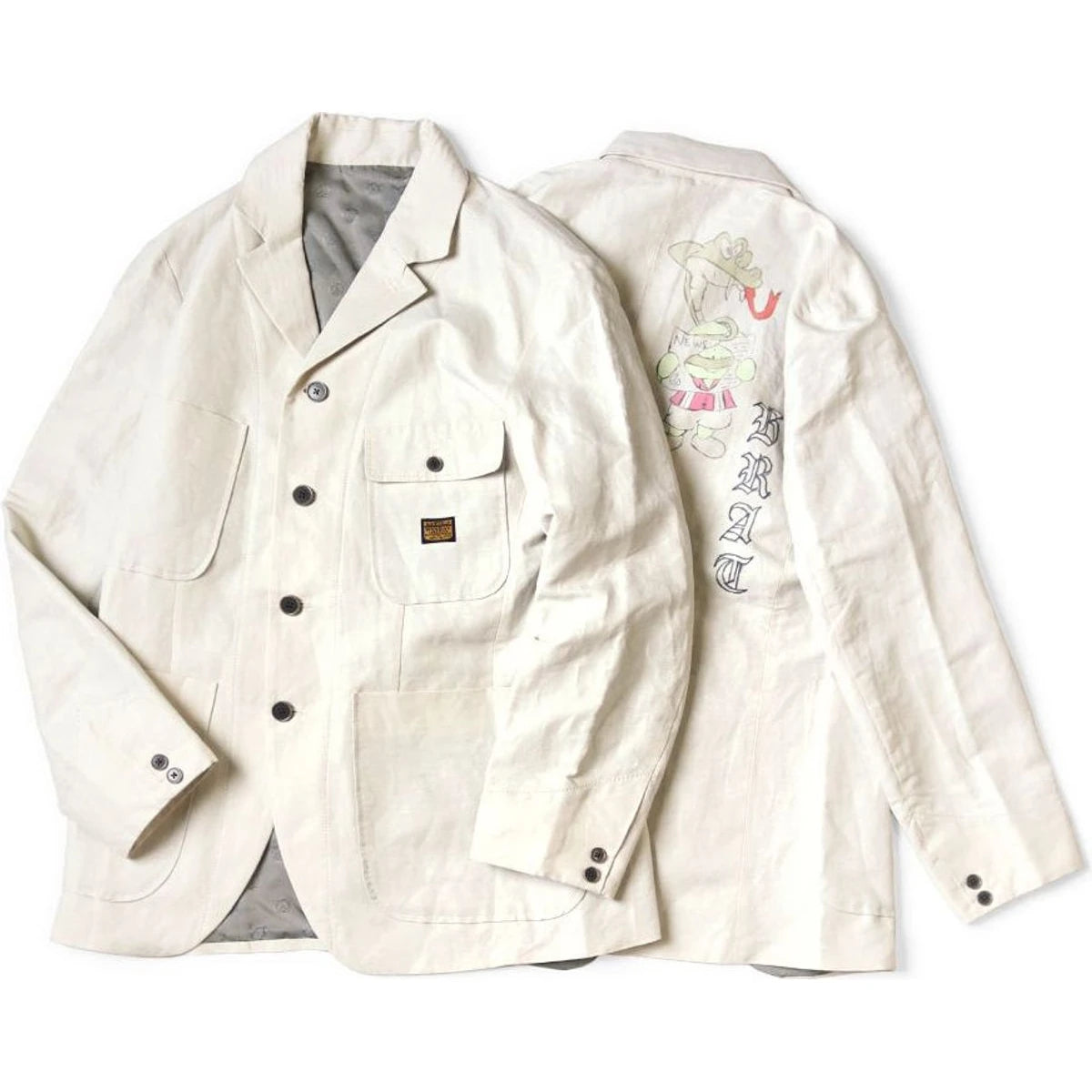 Kapital Cotton Linen Mouline Herringbone Lumber Suit Jacket(Beerpt)