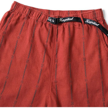 Kapital Cotton-Linen Siamese Stripe Easy Shorts