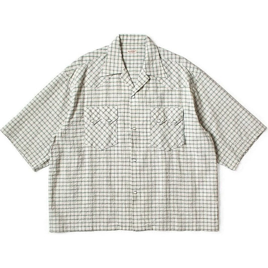 Kapital Cotton Linen Soccer Check Open-Collar Western Big Shirt