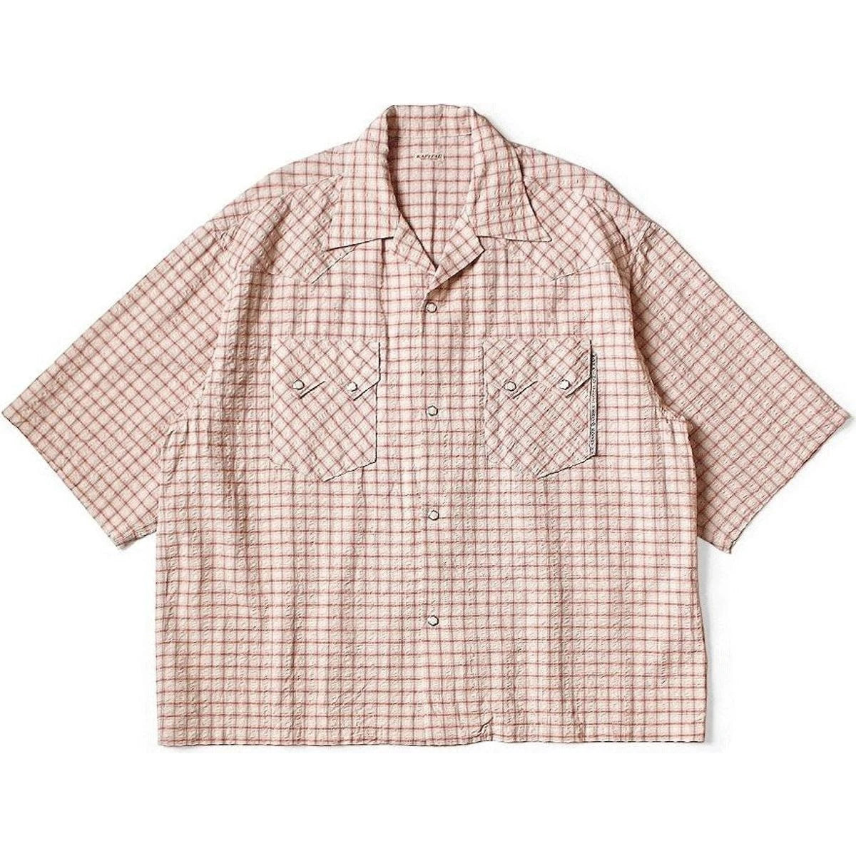 Kapital Cotton Linen Soccer Check Open-Collar Western Big Shirt