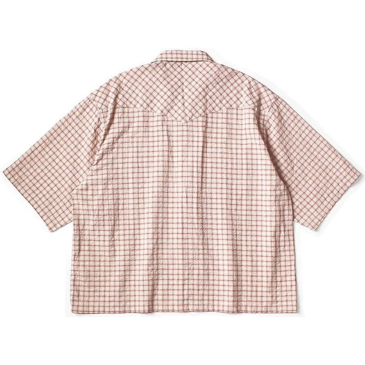 Kapital Cotton Linen Soccer Check Open-Collar Western Big Shirt