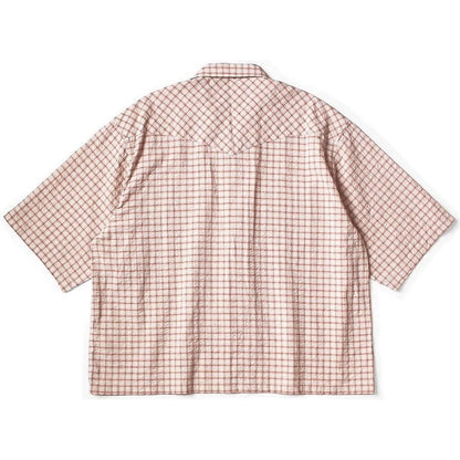 Kapital Cotton Linen Soccer Check Open-Collar Western Big Shirt