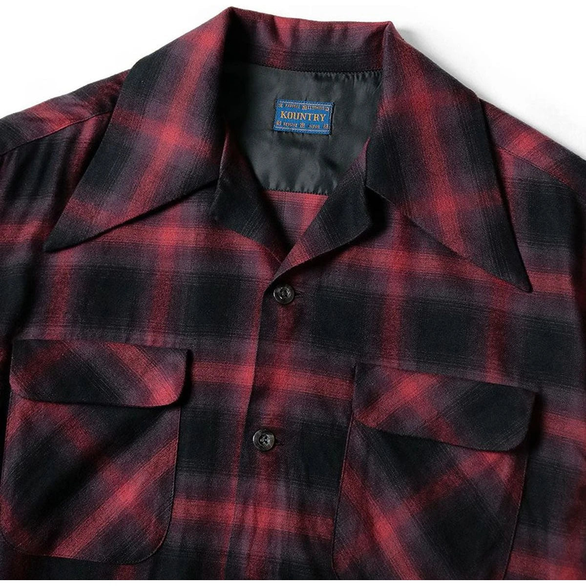 Kapital Cotton Rayon Shadow Check Wrangle Collar Board Shirt