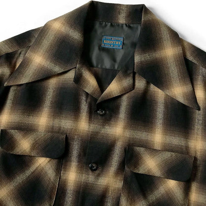 Kapital Cotton Rayon Shadow Check Wrangle Collar Board Shirt