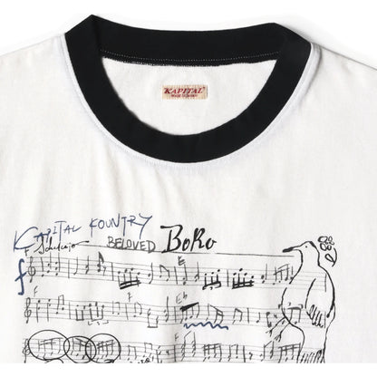 Kapital Cotton Ringer T-Shirt (Boro Elegy Print)