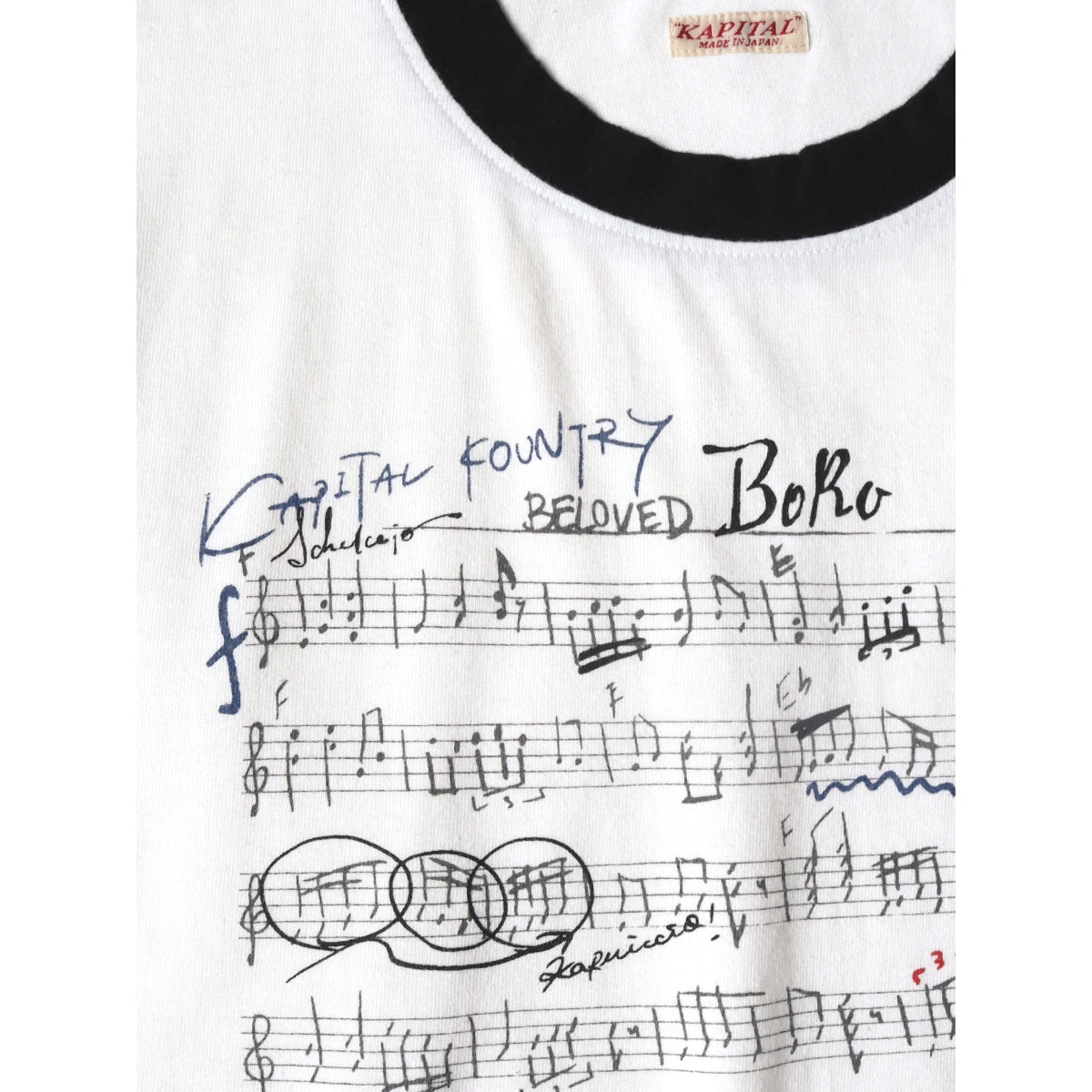 Kapital Cotton Ringer T-Shirt (Boro Elegy Print)