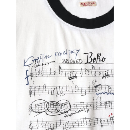 Kapital Cotton Ringer T-Shirt (Boro Elegy Print)