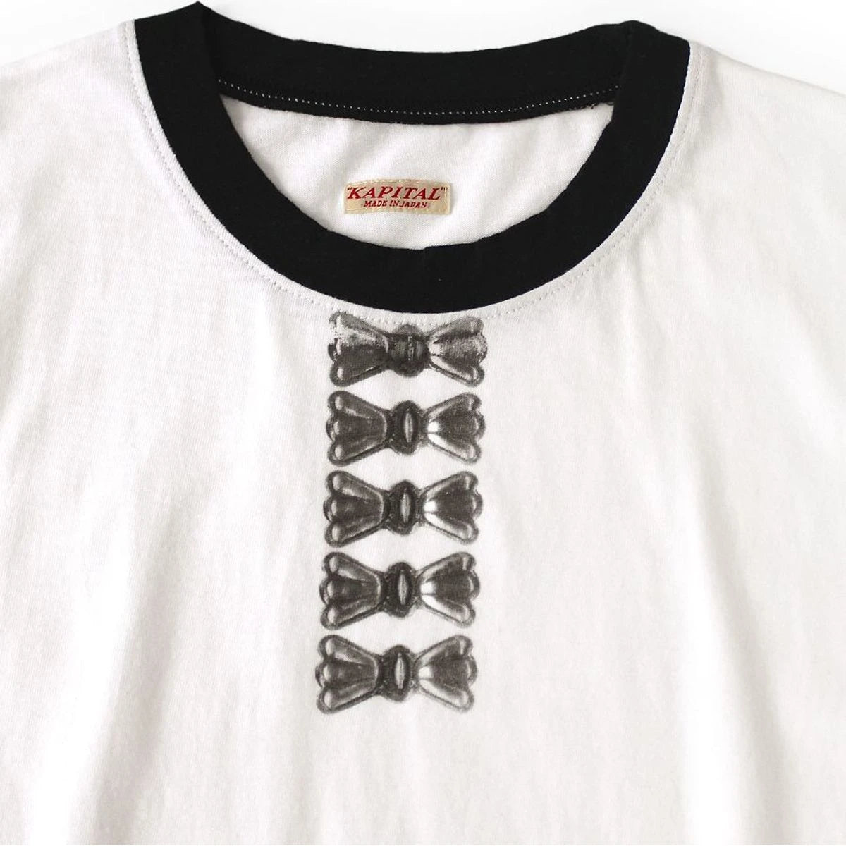 Kapital Cotton Ringer T Shirt (Butterfly Concho Detail)