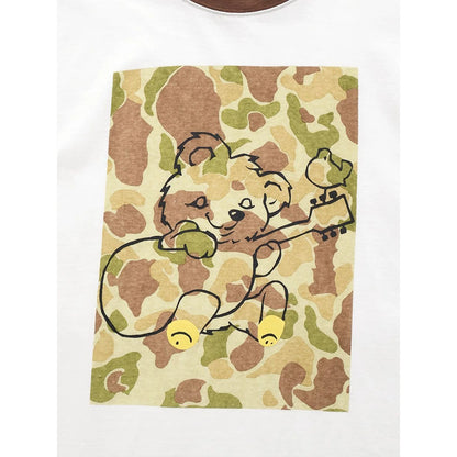 Kapital Cotton Ringer T Shirt (Camouflage Little Bear & Harmony Print)