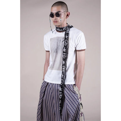 Kapital Cotton Ringer T Shirt (Gull Foot Print)