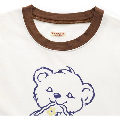 Kapital Cotton Ringer T Shirt (Peckish Little Bear Print)