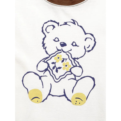 Kapital Cotton Ringer T Shirt (Peckish Little Bear Print)