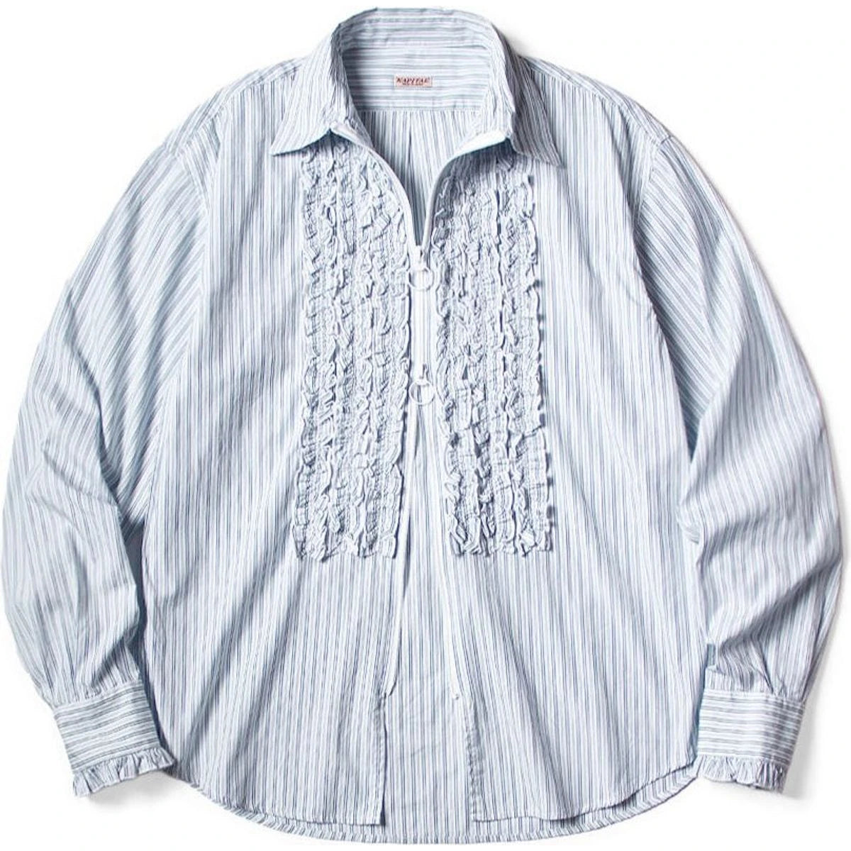 Kapital Cotton Striped Zipper Frill Shirt