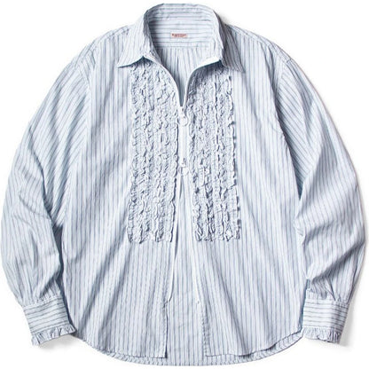 Kapital Cotton Striped Zipper Frill Shirt
