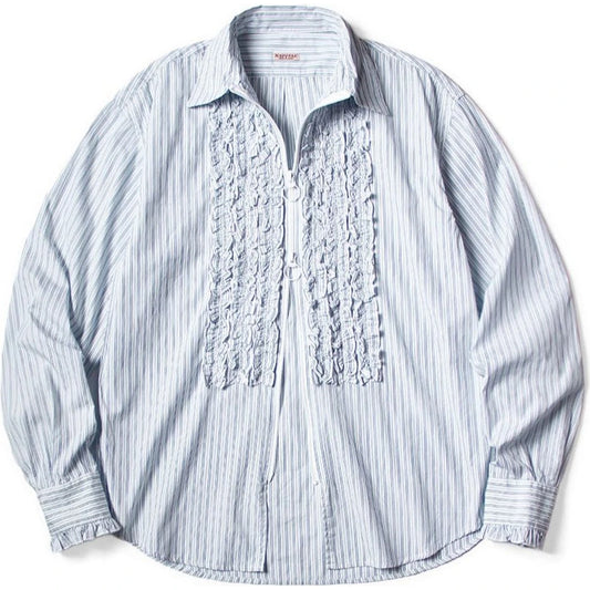 Kapital Cotton Striped Zipper Frill Shirt