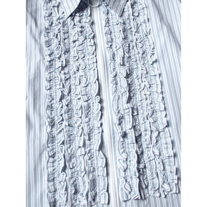 Kapital Cotton Striped Zipper Frill Shirt