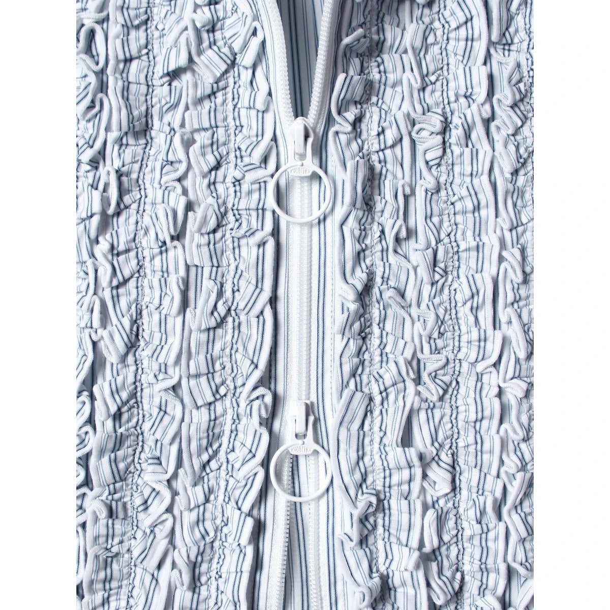 Kapital Cotton Striped Zipper Frill Shirt