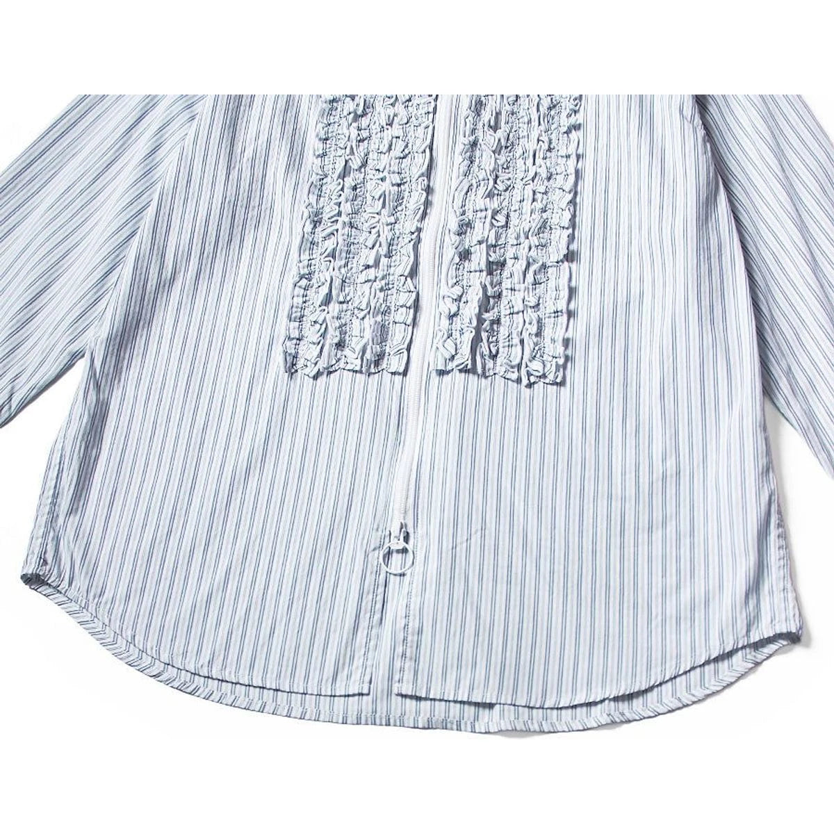 Kapital Cotton Striped Zipper Frill Shirt