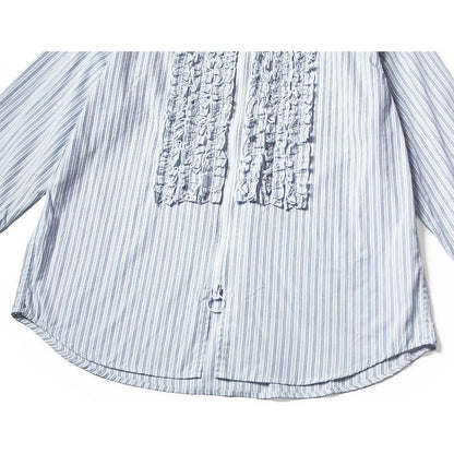 Kapital Cotton Striped Zipper Frill Shirt