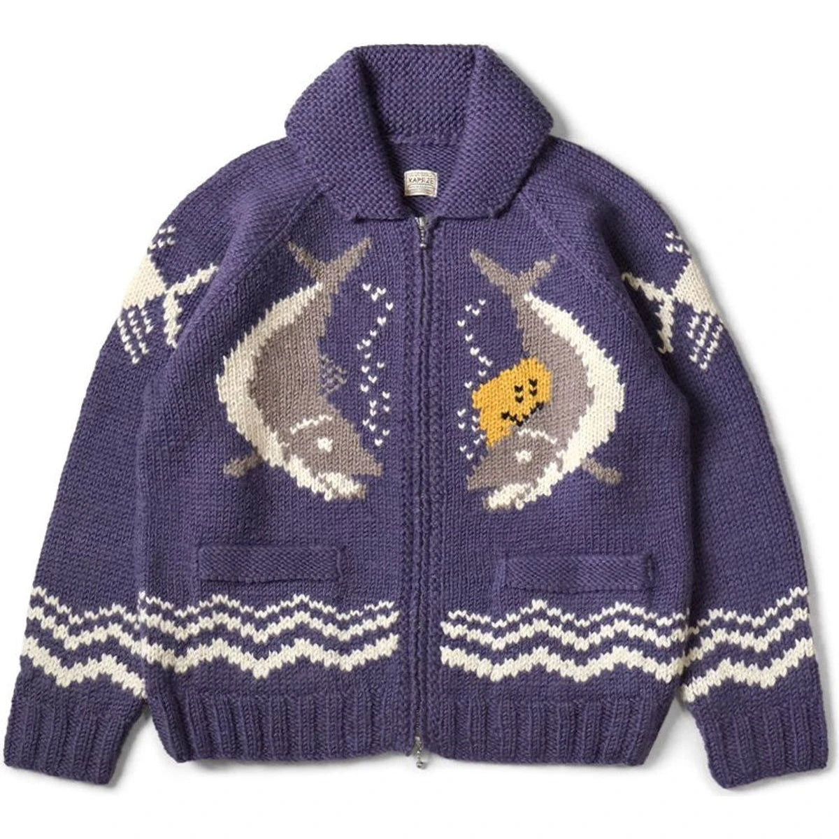 Kapital Cowichan Hand Knit Rainbowy Trout Zip Cardigan | COJP Gallery