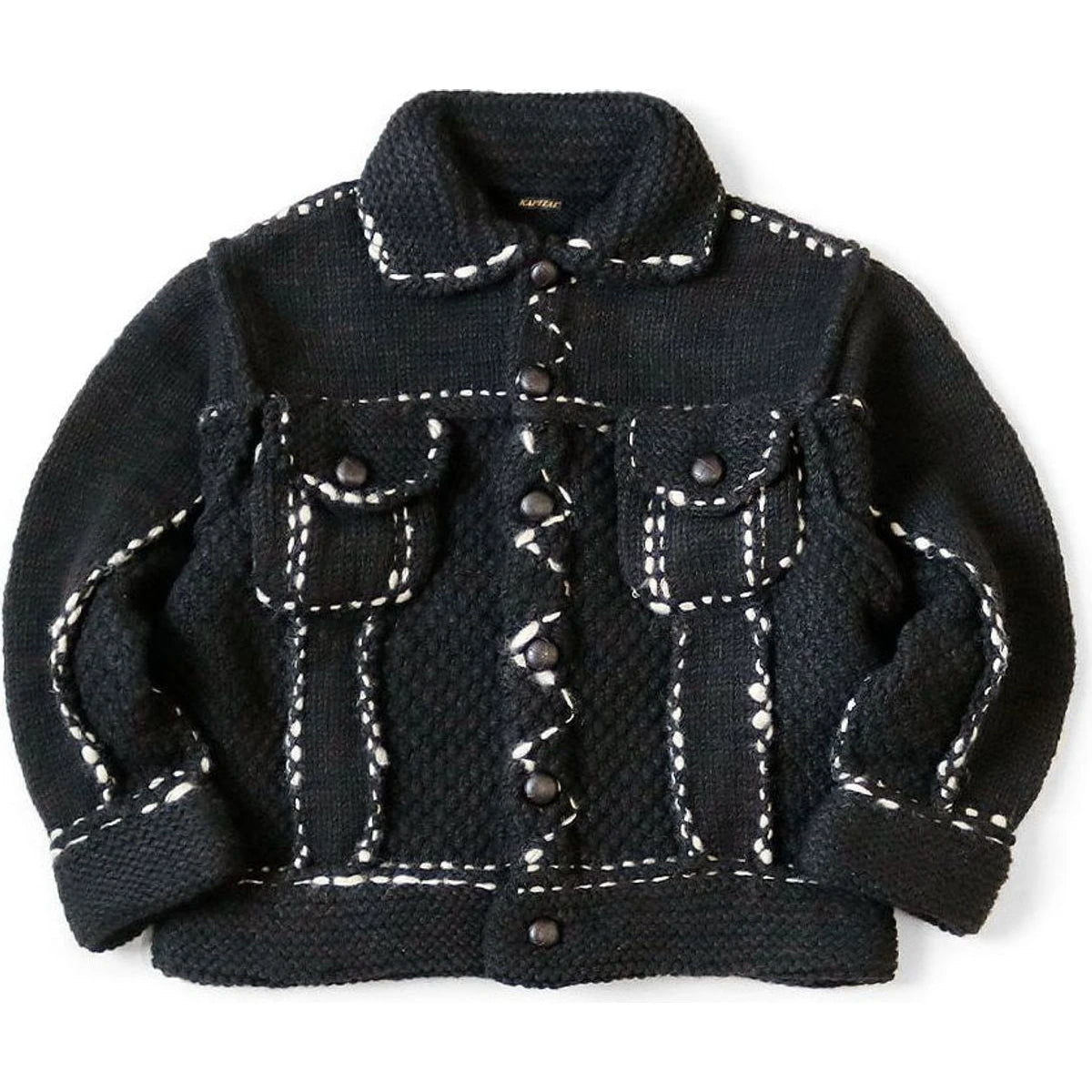 Kapital Cowichan Wool Hand Knit Denim Jacket