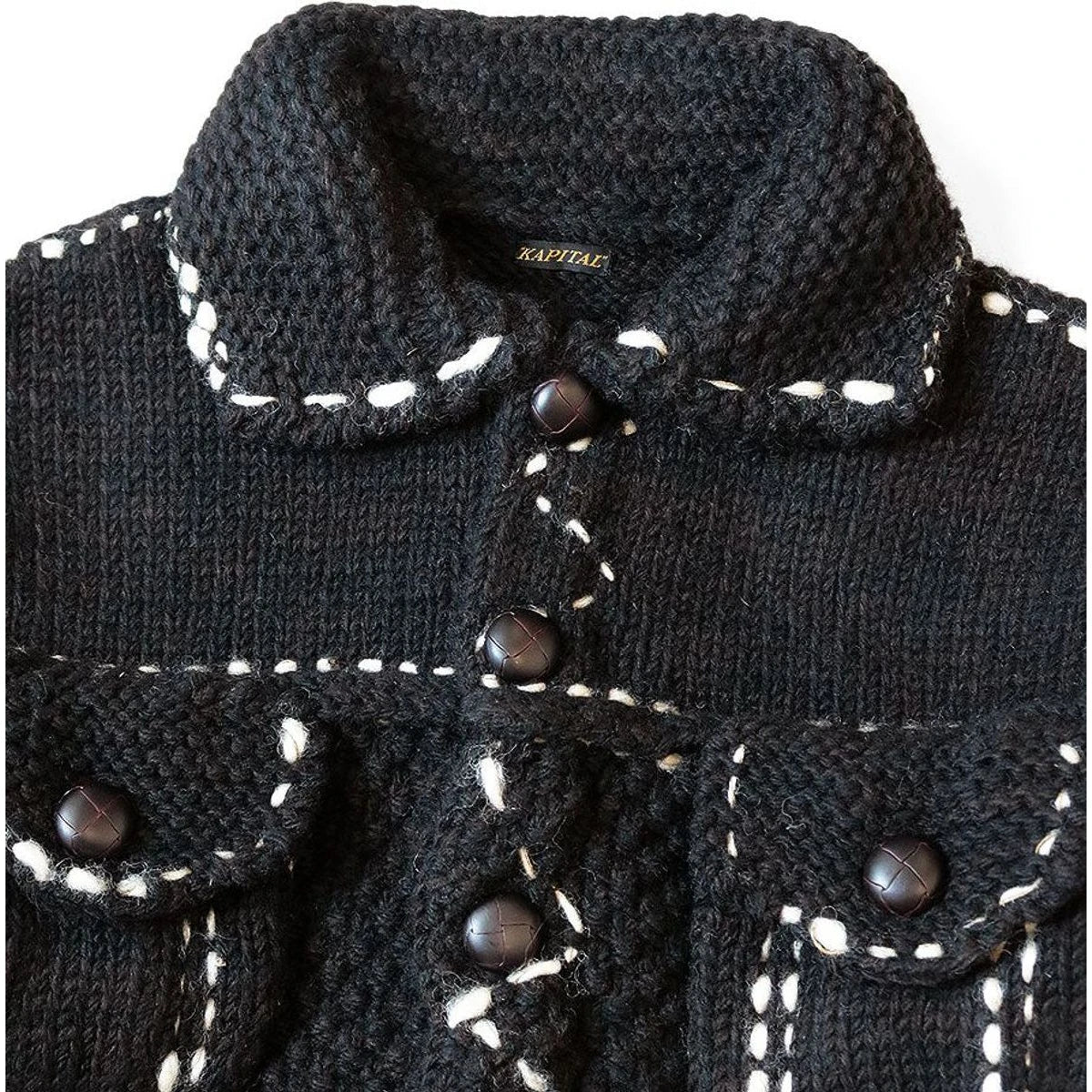 Kapital Cowichan Wool Hand Knit Denim Jacket