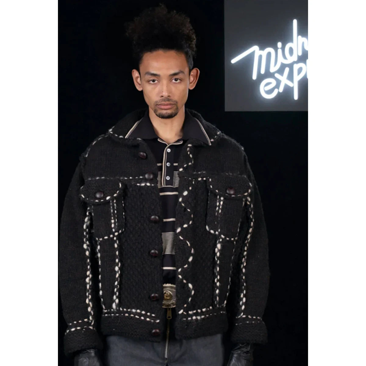 Kapital Cowichan Wool Hand Knit Denim Jacket