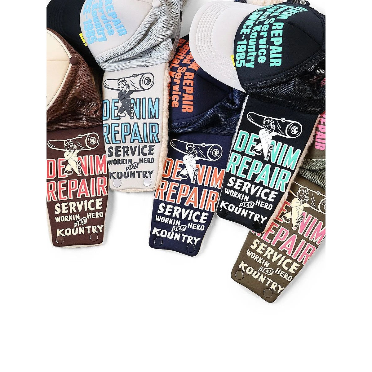Kapital Denim Repair Service Lumber Trucker Cap