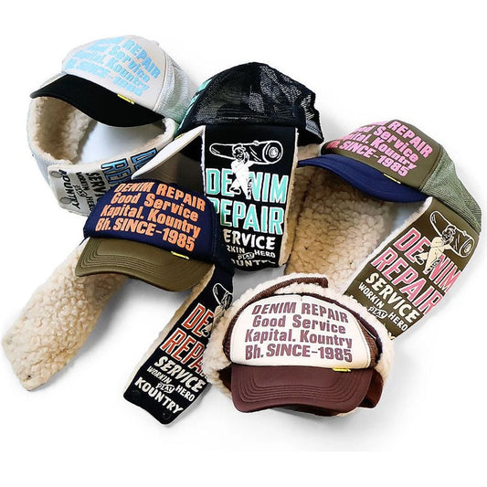 Kapital Denim Repair Service Lumber Trucker Cap