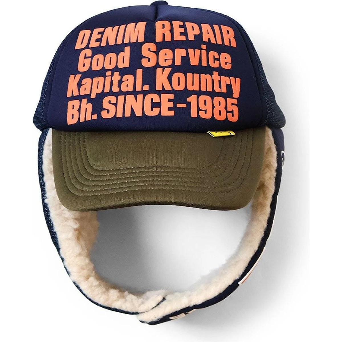 Kapital Denim Repair Service Lumber Trucker Cap